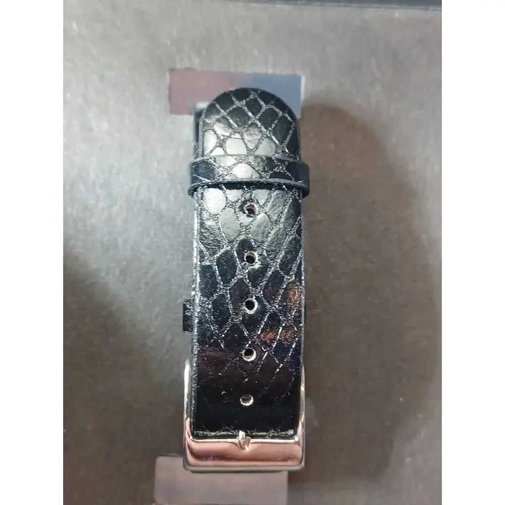 Adrienne Club A Mother Of Pearl White Rhinestone Silvertone Black Band With Box - Picture 4 of 8